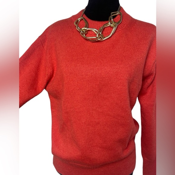 brand: H&M, knitted sweater, orange color, size: S - Picture 3 of 13